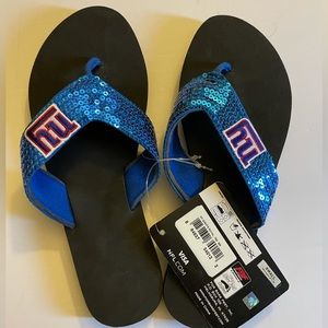 NFL New York Giants sparkle flip flops.